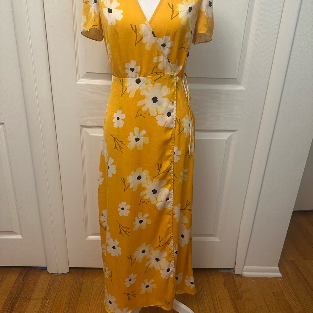 Madewell Maxi Dress Size XS Yellow Floral Print